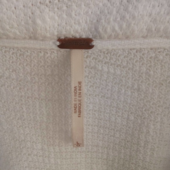 Free People Aztec White Embroidered Tunic Top Boho Hippie Waffle Thermal Large - Picture 11 of 15